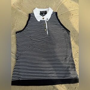 1995 Chanel Navy and White Striped Tank Top